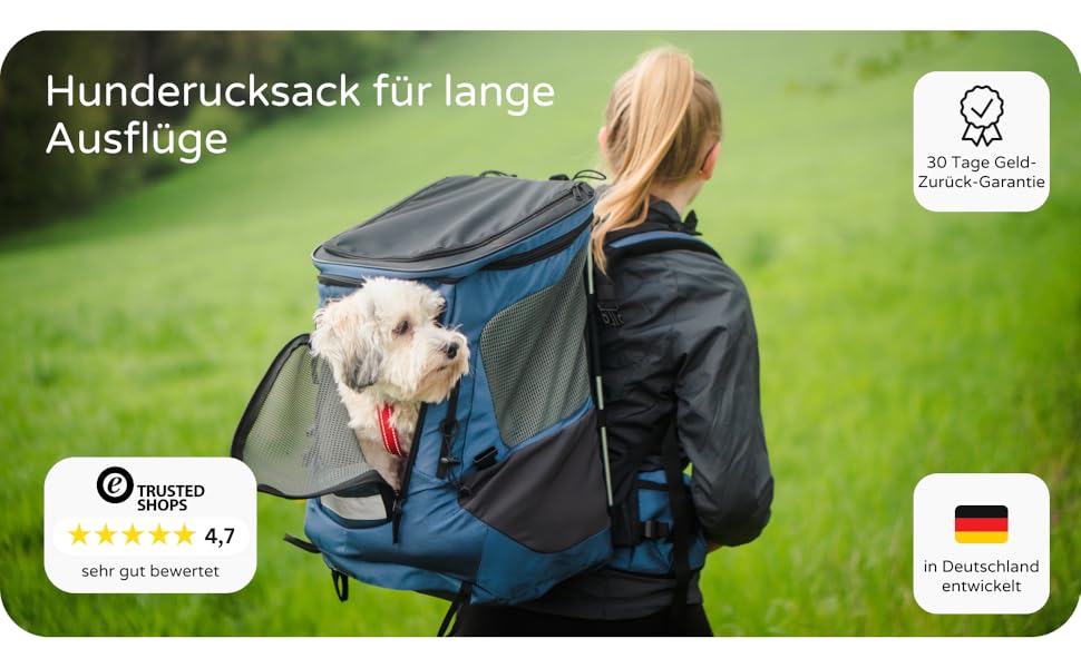 Hunderucksack Wanderpfote Trekking Light S, 8 кг, блакитний - переноска для собак та котів