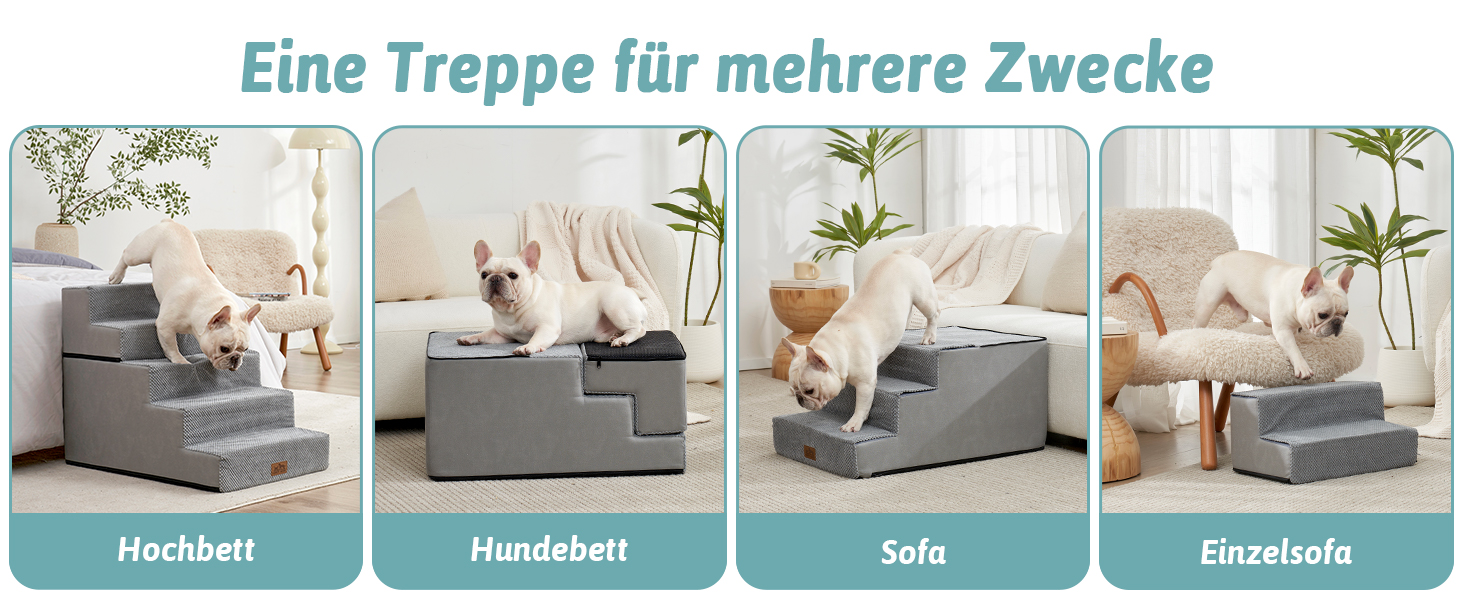 Сходинка для собак COZY KISS, для маленьких собак і котів, з нековзким покриттям, з щільного піноматеріалу, для ліжка, дивану, авто (Чорний & Білий, 7x0x60cm)