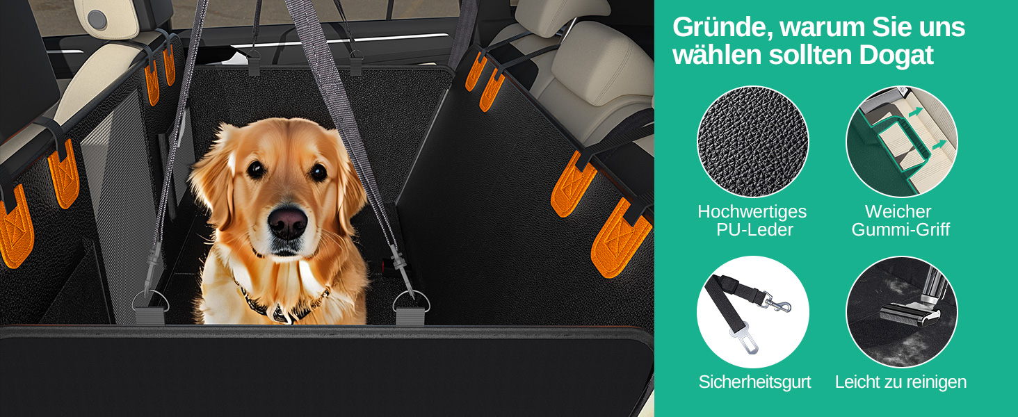 Водонепроникна автодека Dogat для собак з боковим захистом та оглядовим вікном, з кріпленням на ремінь безпеки, легко миється