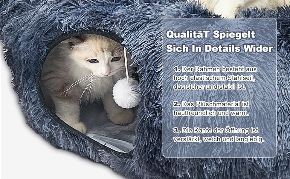 Туннель для котів Jiupety з лежаком, великий, темно-синій. Розкладний тунель-іграшка для котів, кроликів та хоряків. XXL