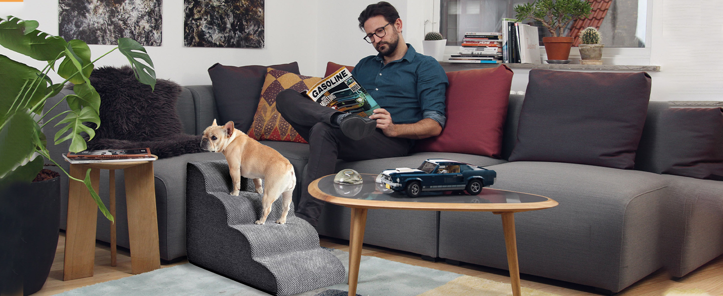 Сходинка для собак Galatée: зручна та стабільна, 5 сходинок, знімний, пральний чохол, протиковзка, для диванів, ліжок та авто