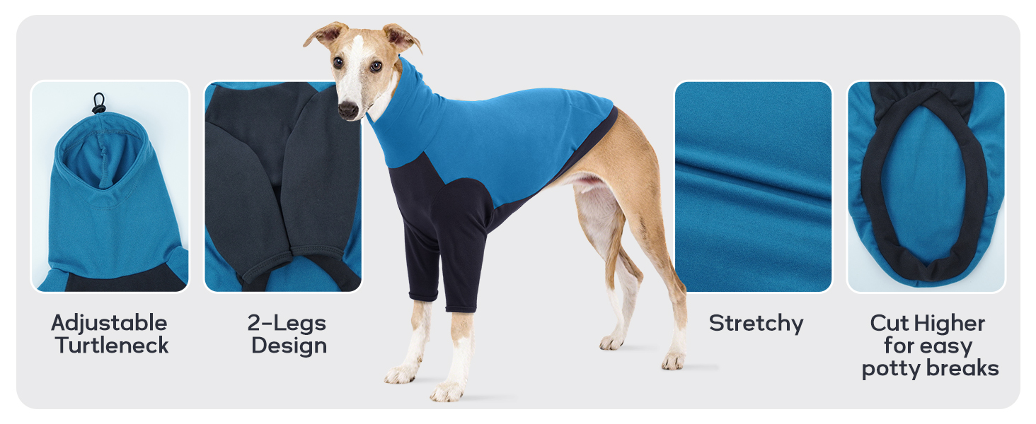 Пуловер з коміром-стійкою для породи Віндхаунд, теплий зимовий пуловер для Віндхаундів, куртка для Лурчерів, пуловер для собак середнього розміру, собачий світшот (Синій, M) M Синій