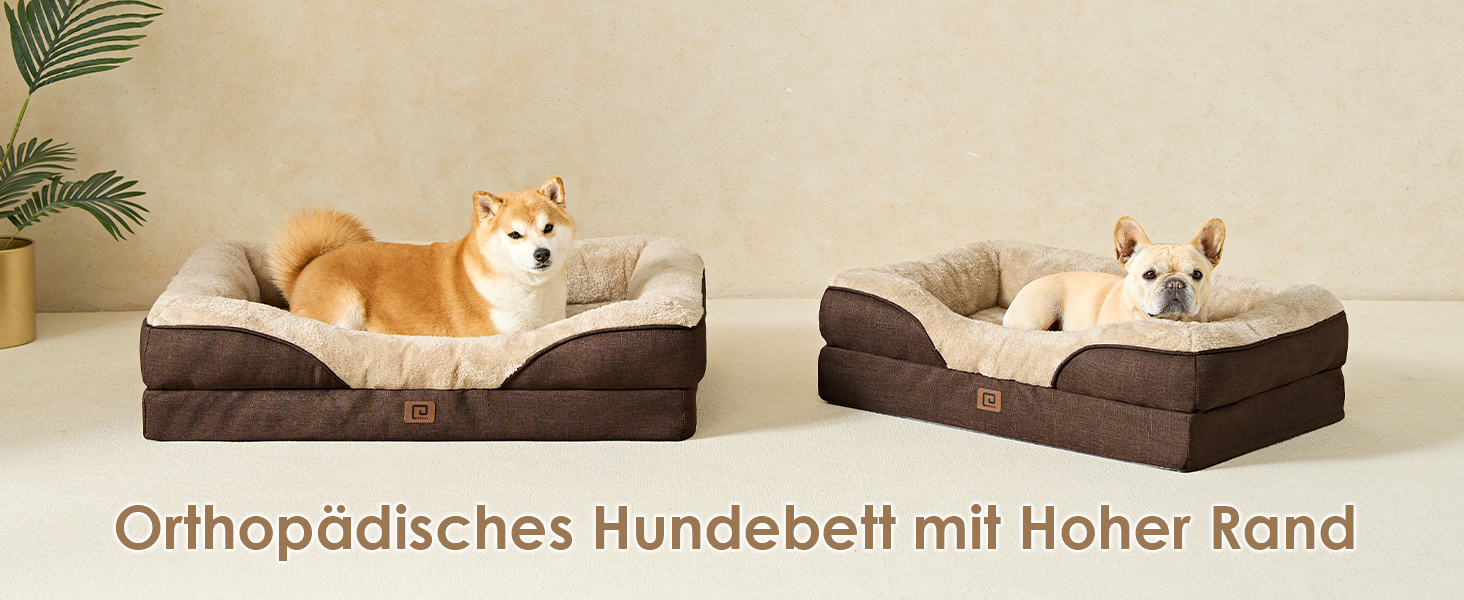 Ортопедичне ліжко для собак великих порід EHEYCIGA, 106x76x18.5 см, з піною з пам'яті, миється, водонепроникне, коричневе