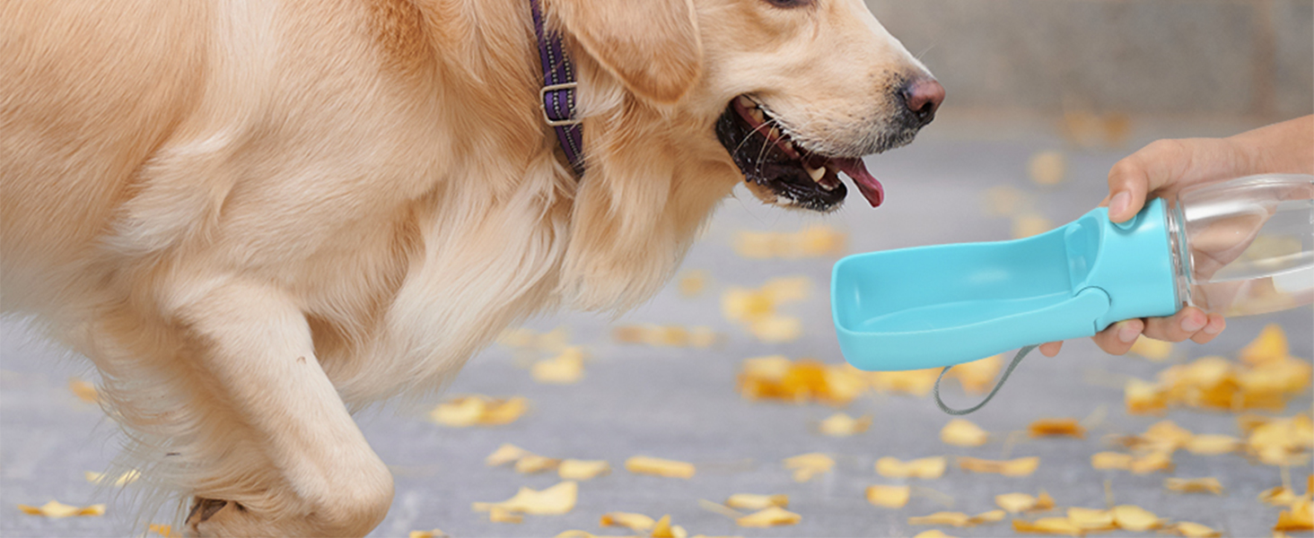 Водяна пляшка для собак на прогулянку 570 мл або 350 мл. Пляшка-поїльник для цуценят, собак маленьких, середніх та великих порід. Вода в дорозі (Блакитний)