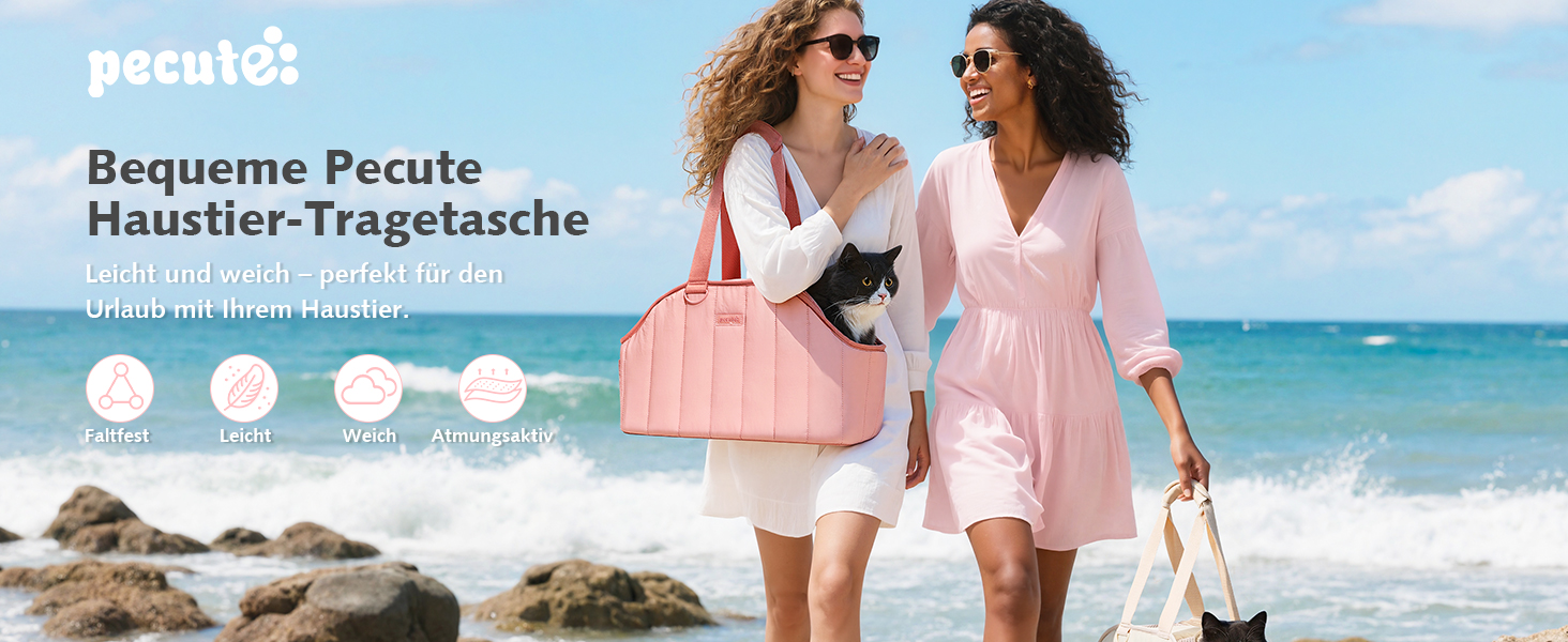 Транспортна сумка для собак Pecute, 4 кг, кремового кольору. Легка, складна переноска для собак та котів, ідеальна для подорожей