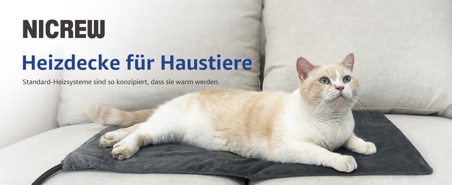 Електричний підігрівач для кота та собаки NICREW, 40x45 см, з антигризунковою обмоткою, бежевий, 30 Вт, регульована температура