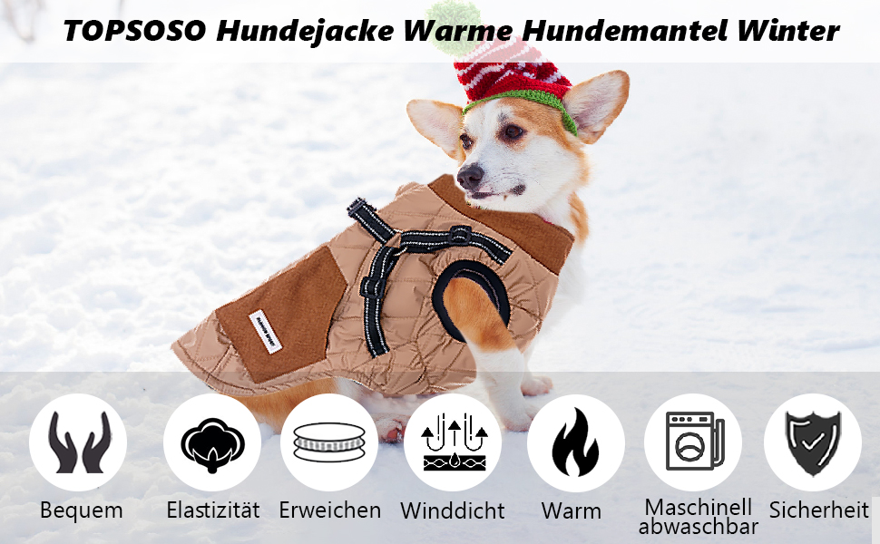 Тепла куртка для собак на зиму з поворотком для повідка, кишенями та світловідбиваючими смугами. Модна зимова жилетка для маленьких собак (Хакі M)