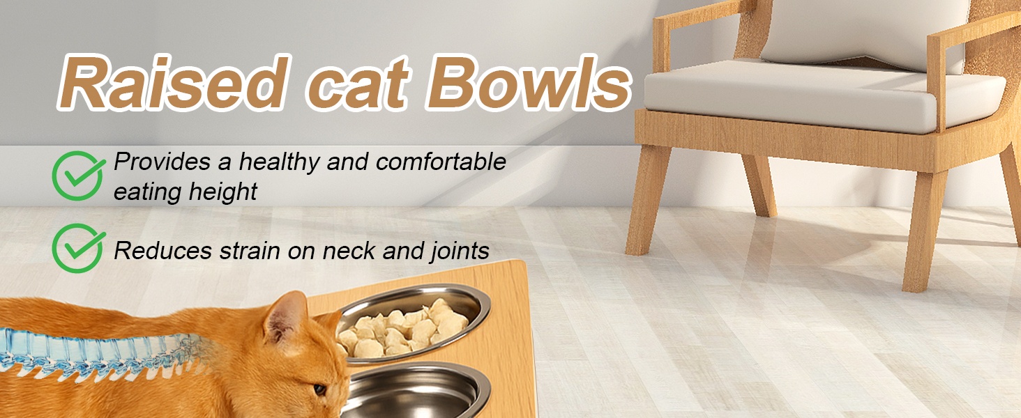 Підвищена годівниця для котів з 3 мисками з нержавіючої сталі, 15° нахил, набір мисок для котів, годівниця для котів та невеликих собак