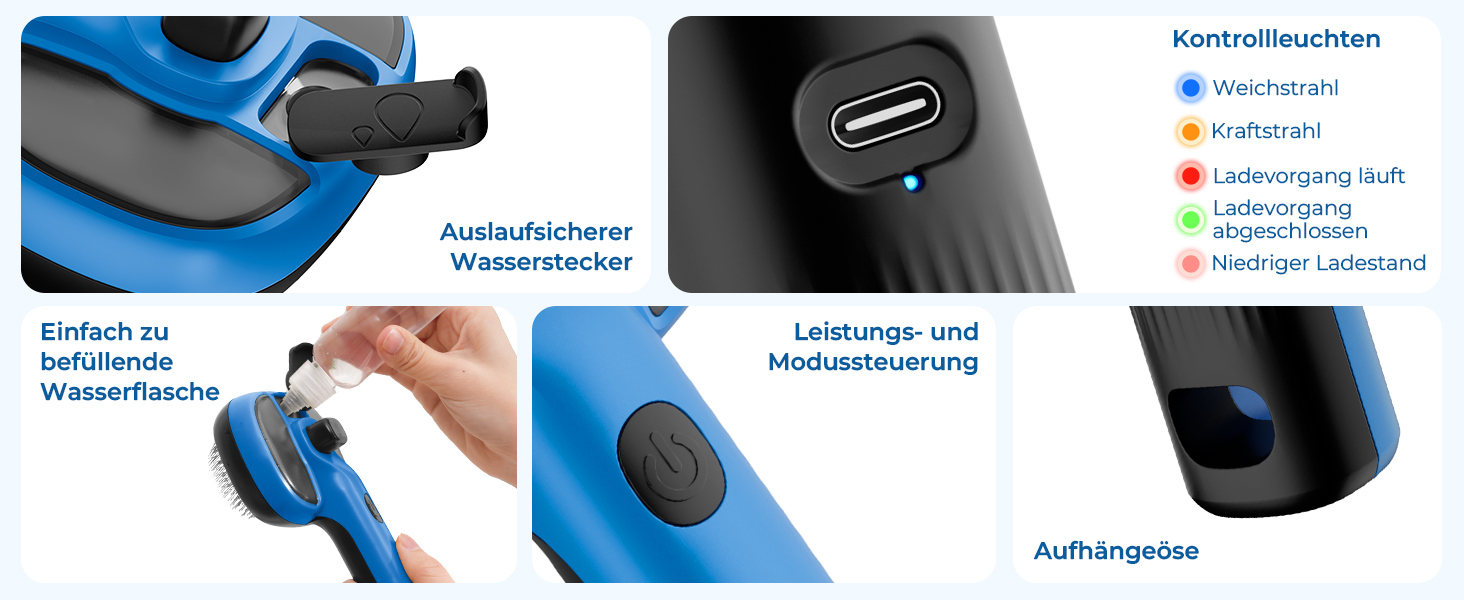 Побутова щітка для котів Pecute з парою та спреєм, багатофункціональна, для масажу та догляду за довгошерстими тваринами (блакитна)