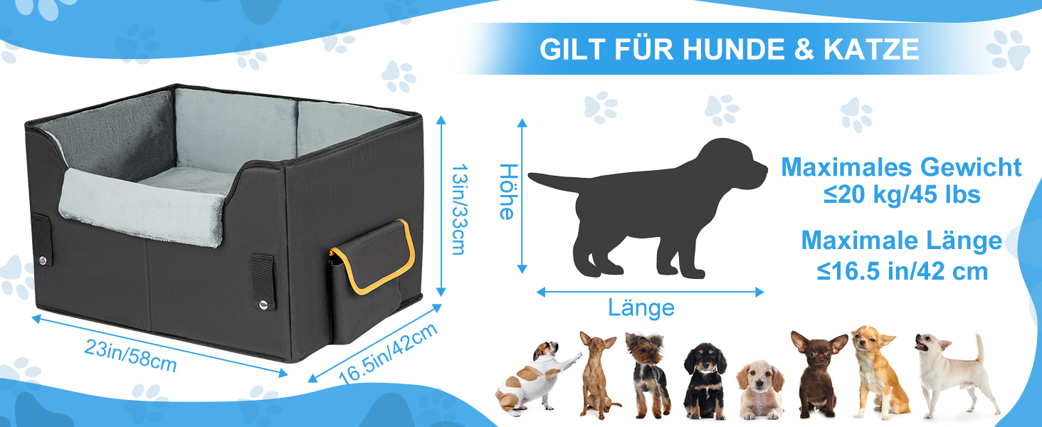 Автомобільний лежак для собак - чорний, 20 кг, M - універсальний, для переднього та заднього сидіння