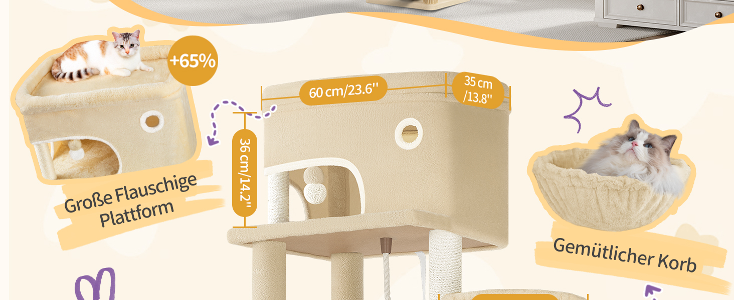 Драбина-кіготь для котів Hzuaneri MS17818SG, 178 см, XXL (60x50x203 см), бежева