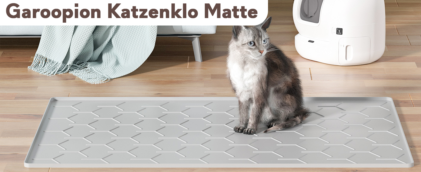 Килимок під лоток для котів Garoopion Katzenklo Matte, 86x56 см, силікон, сірий