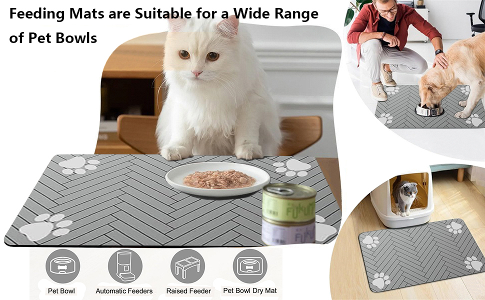 Килимок для годівлі котів та собак, суперпоглинаючий, неслизький, 40 x 60 см, сірий (30)