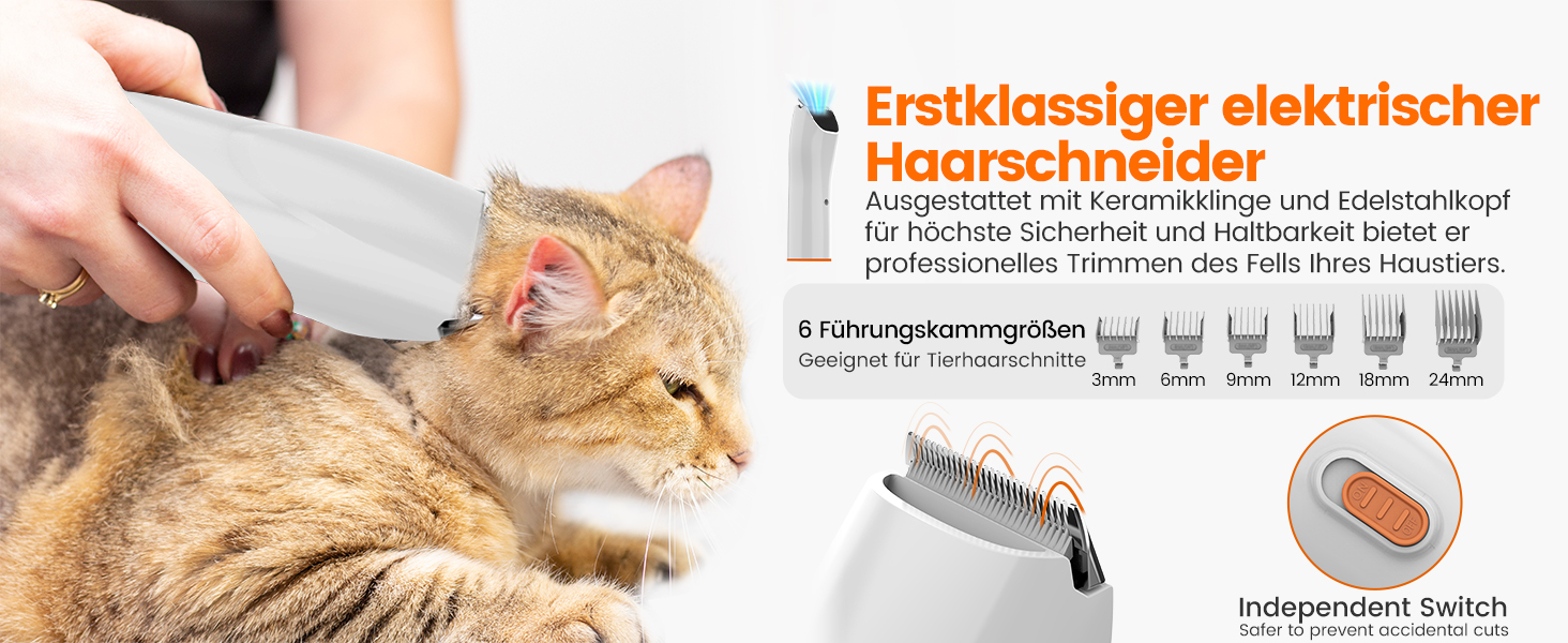 Машина для стрижки собак AIRROBO з пилососом 12000 Pa, щітка для видалення шерсті для собак і котів, тиха машинка для стрижки собак з інструментами для догляду, контейнер для пилу 1.4L, PG10 Білий