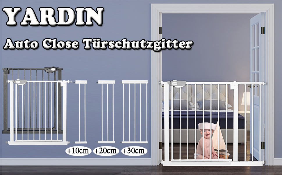 Захист для сходів та дверей: сітка-бар'єр без свердління, 105-115 см. Ідеально для собак та дітей. Біла сітка-бар'єр з подвійним замком, автозакриттям, відкриванням однією рукою та фіксацією 90°.