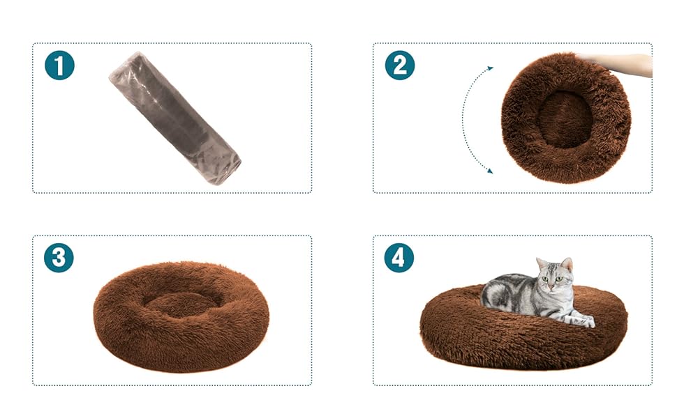 Кругле ліжко для котів та собак Donut-Katzenbett: м'яке, затишне, з підігрівом, антистрес, 50 см, темно-сірий