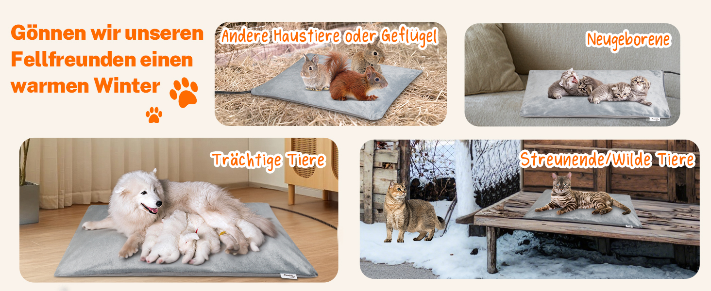 Топіркова ковдра Toozey для домашніх тварин з водонепроникним покриттям та кабелем, стійким до кусання, автоматичне регулювання температури, 70x40 см, сіра