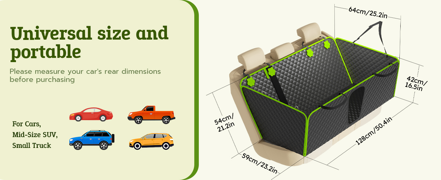 Захисний килимок для собак у машину Pecute 2-в-1: для заднього сидіння та як переноска, водовідштовхувальний, анти-царапин, з жорстким дном