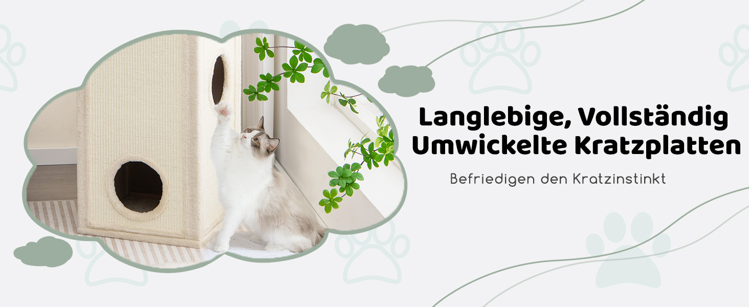 Кігтеточка-будинок Costway 4-ярусна для котів, з будиночками та ігровим майданчиком, сірого кольору, до 25 кг