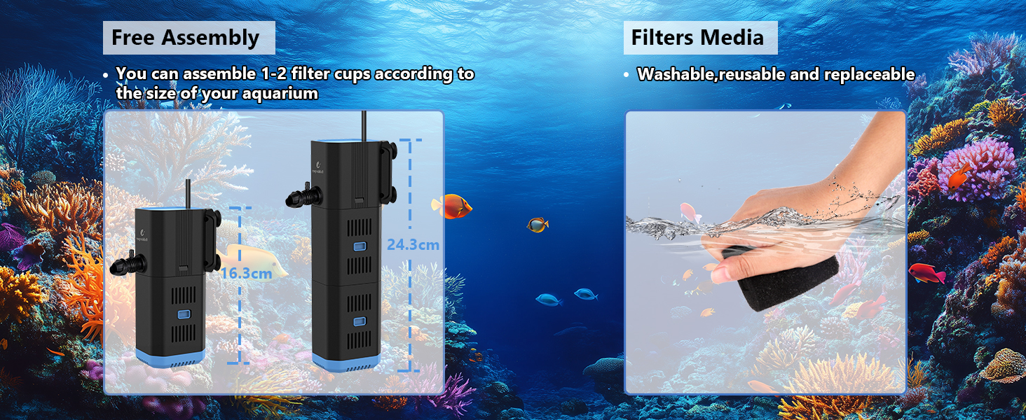 Акваріумний фільтр Fishkeeper 1000 л/год, 16W, для акваріумів 120-300 л, 4-в-1 (фільтр, аератор, помпа, губка)