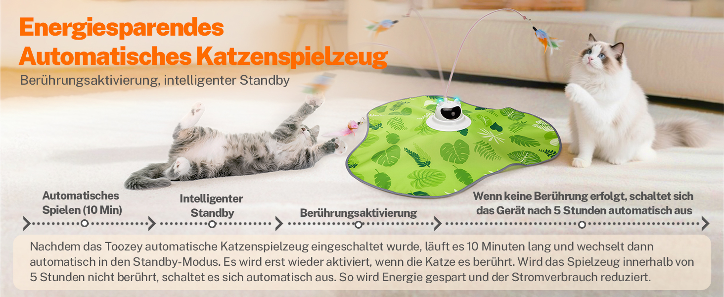 Інтерактивна іграшка для котів Toozey з 3 знімними пір'ями, електрична іграшка з автоматичним висуванням пір'я та USB-зарядкою, іграшка для самостійних ігор для котів будь-якого віку, блакитна (зелене трикутника)