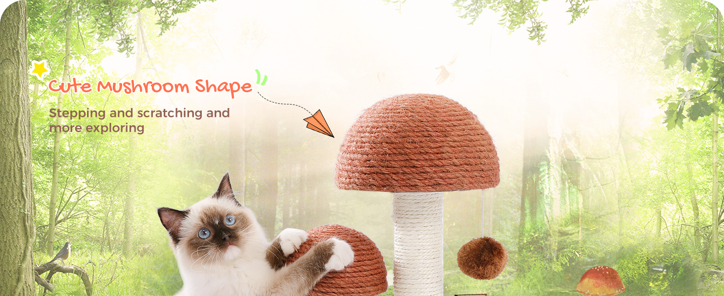 Кігтеточка PAWZ Road для кошенят та котів, кігтеточка-грибок з натурального сизалю, стимулює інстинкти котів