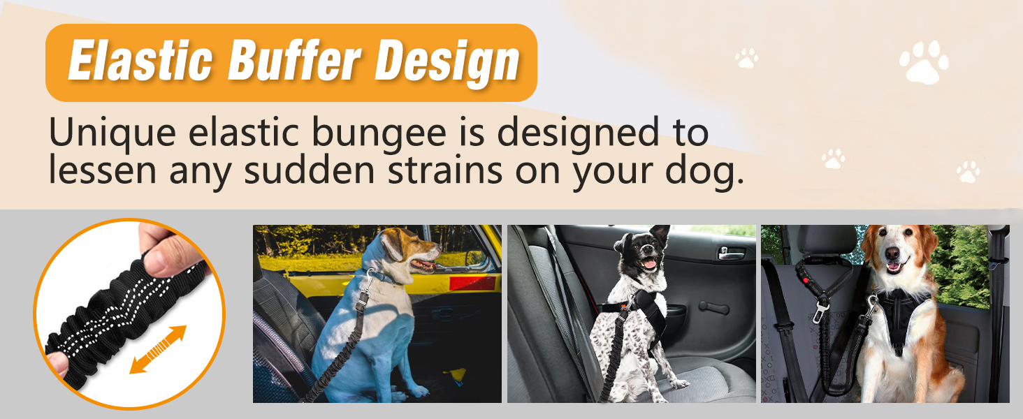 Нашийник для собак у багажник авто, фіксатор для транспортування, з амортизатором та карабіном, чорний, для всіх порід