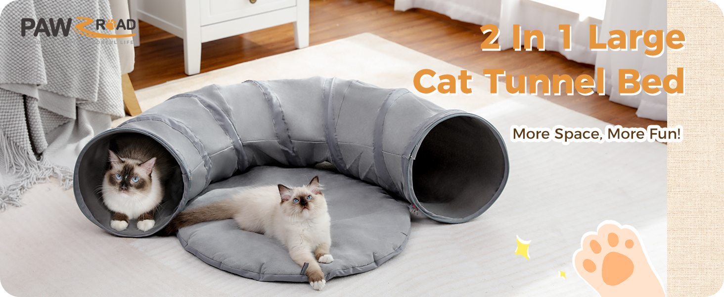 PAWZ Road Тоннель для котів, іграшка-тоннель, сірий, кругла форма