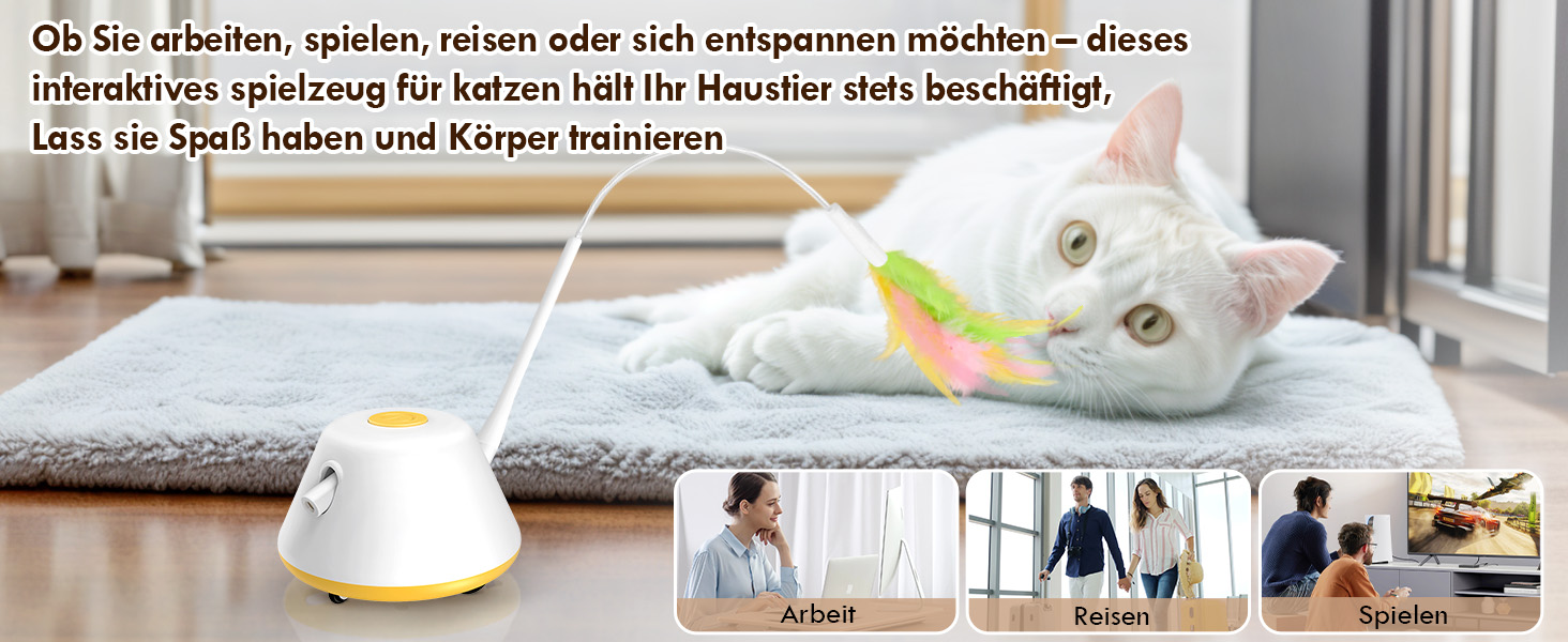 Інтерактивна іграшка для котів TGFIX 3 в 1 – електрична, з колесами та лазером, розвиваюча, з USB-зарядкою (жовта)