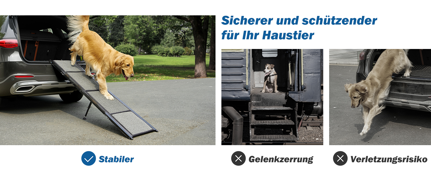 Рампа для собак JOYTUTUS складна, для авто, SUV та вантажівок, до 90 кг, для великих, середніх та маленьких тварин (180 x 44 см), алюмінієва рамка