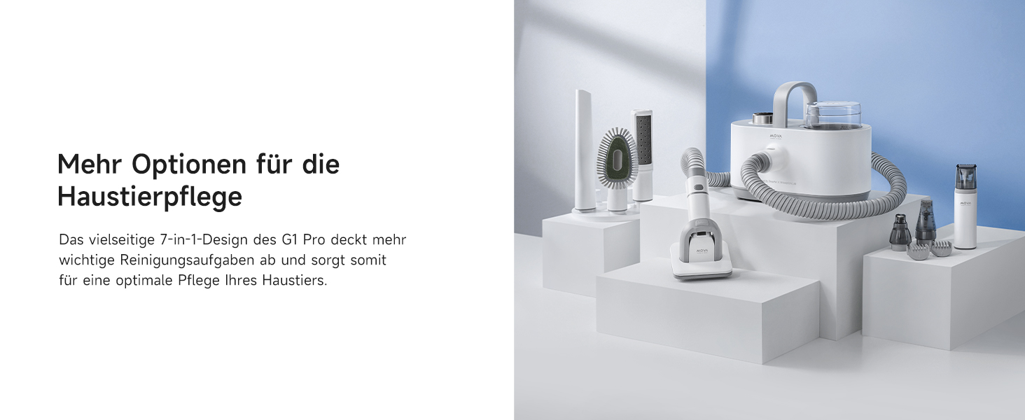 Пылесос для ухода за домашними животными Mova G1 Pro: 7-в-1, 4 уровня мощности, 11kPa, тихая работа