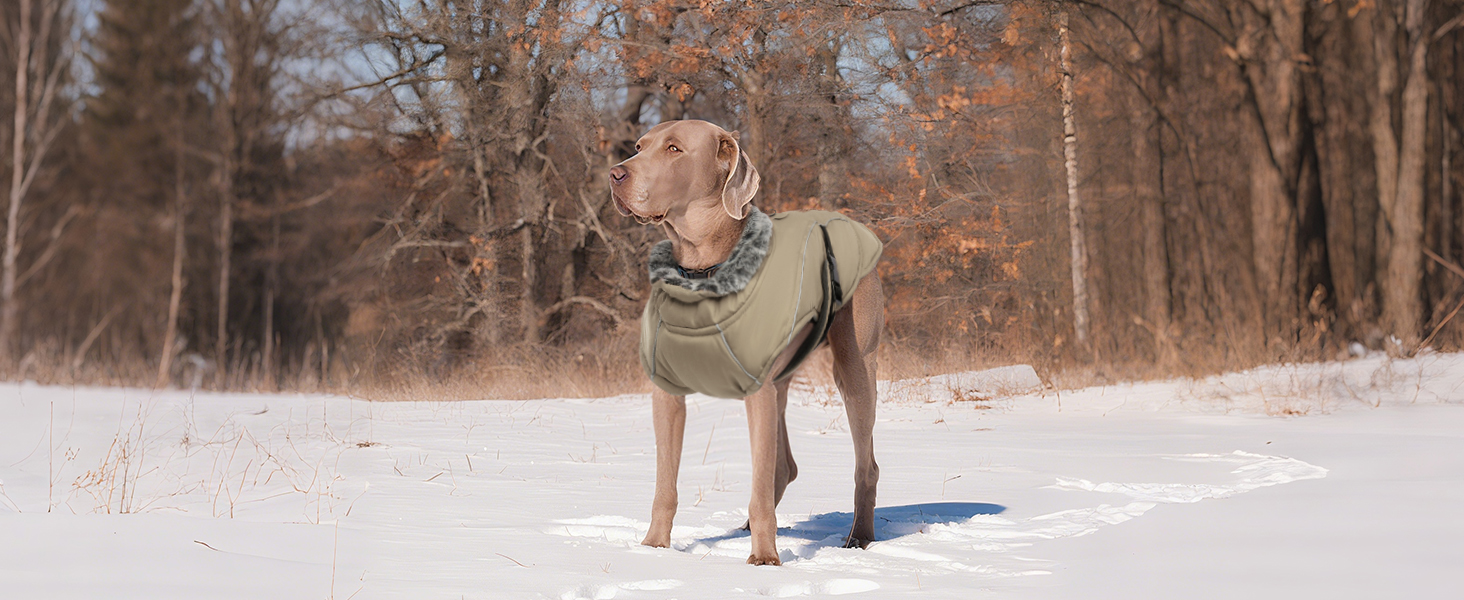 Зимовий теплий одяг для собак великих порід: куртка, пуловер, плащ (Хакі, XL)