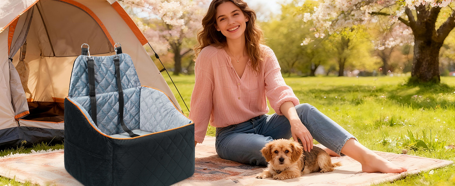 Автомобільний собачий сидіння для собак великих та середніх порід до 45 кг, знімний та пральний, з безпечними ременями та неслизьким дном для заднього сидіння авто