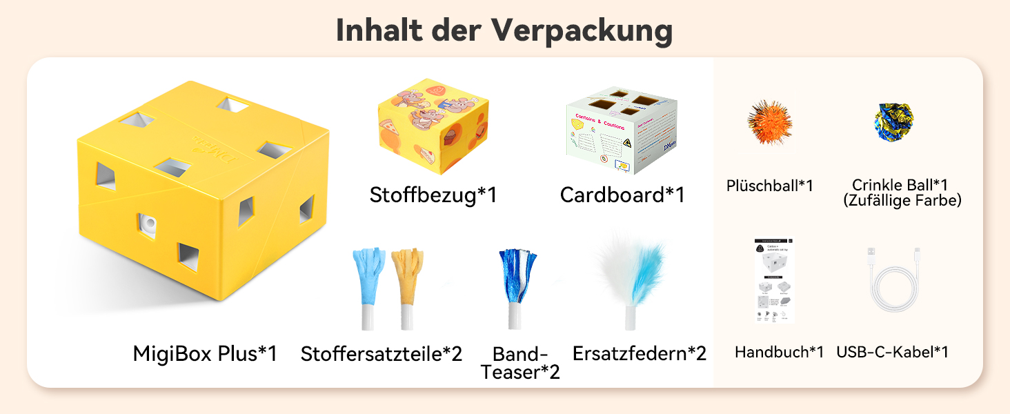 Інтерактивна іграшка для котів MigiBox: електрична мишка з 7 отворами, інтелектуальне перо, паперовий корпус, перезаряджається, 4 пера (MigiBox Plus Upgrade)