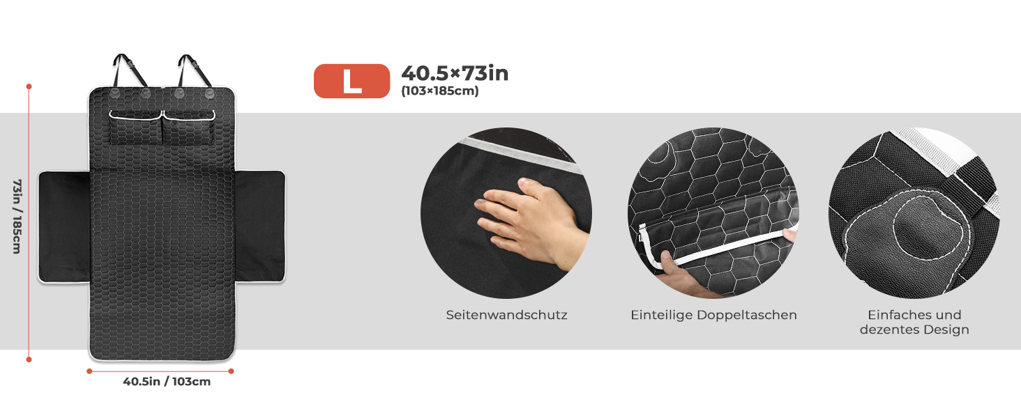 Захист для багажника автомобіля Oasser для собак, 185x103x34 см, універсальний, 600D, з боковим та захистом для краю вантажного отвору, водонепроникний, стійкий до подряпин, неслизький