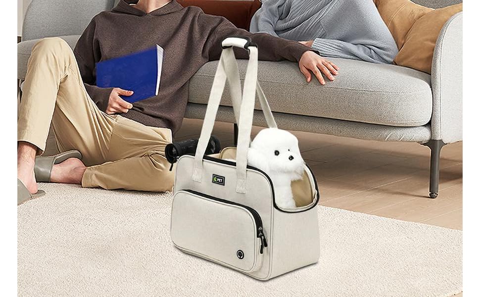 Транспортна сумка для собак - м'яка переноска з великими кишенями, вентильована переноска для тварин для подорожей, прогулянок, пікніків, поїздок на авто