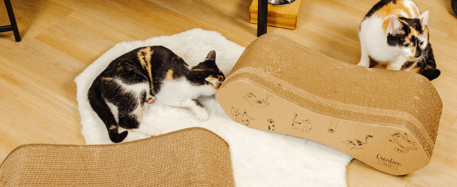 Котяче дряпальний борд | Дряпка з гофрокартону | Натуральні дряпальні дошки для котів | Міцні дряпальні меблі для котів | 2в1 котячий будиночок + дряпальний борд | Якісний картон | Великий розмір (57 x 21 x 20 см)