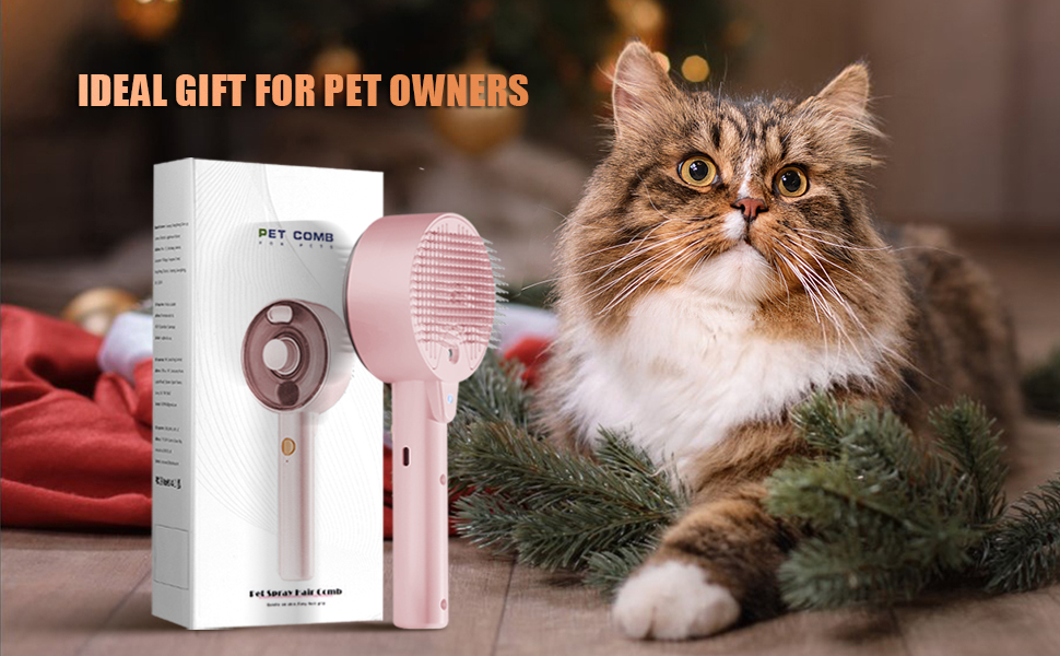 Двостороння щітка для котів з парою 4-в-1: масаж, догляд та видалення шерсті. Біла (рожева)