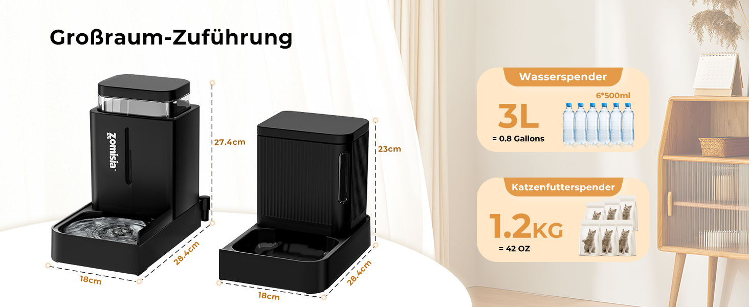 Автоматичний годівниця для котів/собак 3L, 2-в-1: годівниця та поїлка з автоматичним наповненням, чорний колір, 3L x 2
