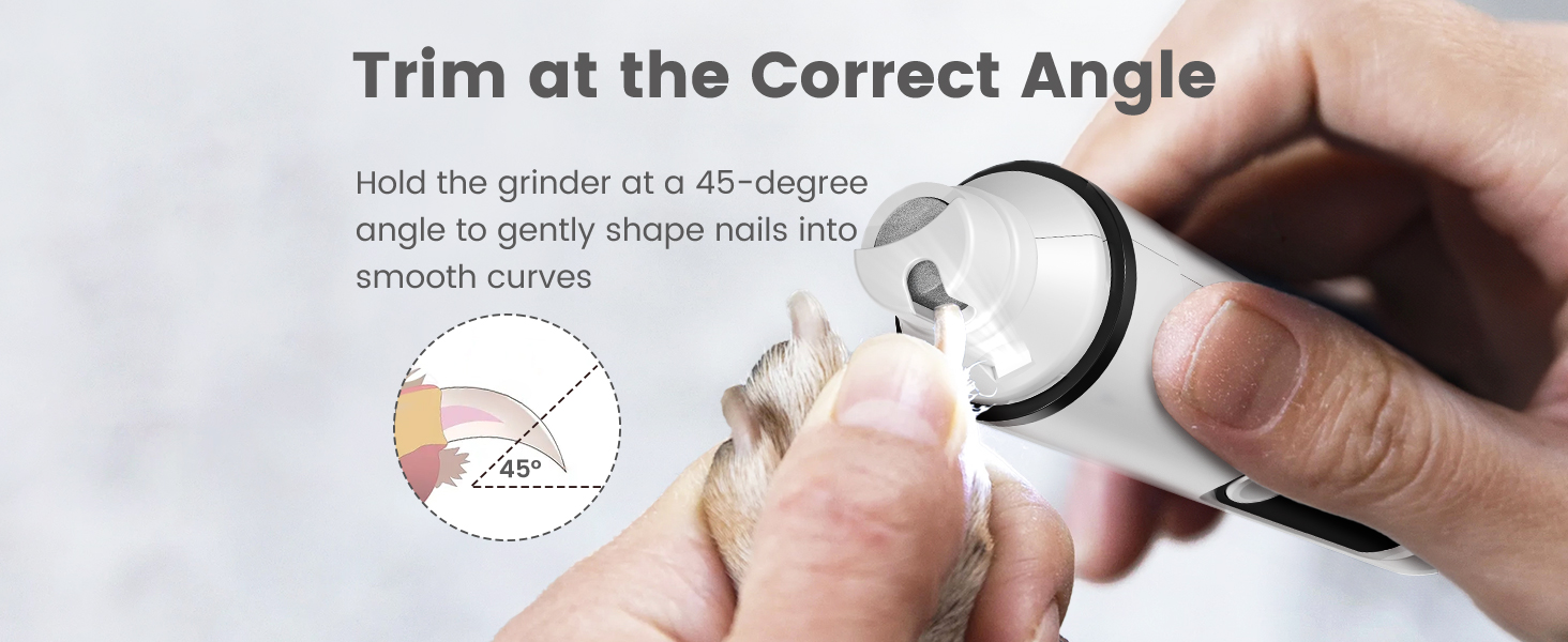 PAPMINI 2-в-1 триммер для когтів та стрижка когтів для собак, безшумний, акумуляторний, для великих, середніх та маленьких собак, білий