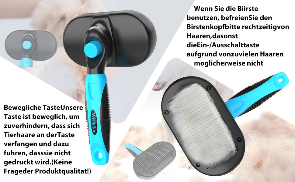 Двостороння щітка для грумінгу собак та котів 2-в-1, видаляє підшерстя, вичісує шерсть, самоочисна, блакитна