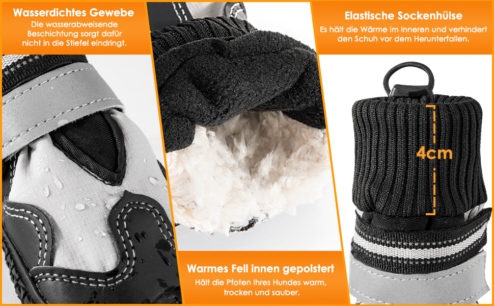 Зимові чоботи для собак, 2 шт. Водонепроникні чоботи для собак з теплим флісом, високий дизайн, антиковзкі, з відбиваючим кріпленням на липучці, розмір 1
