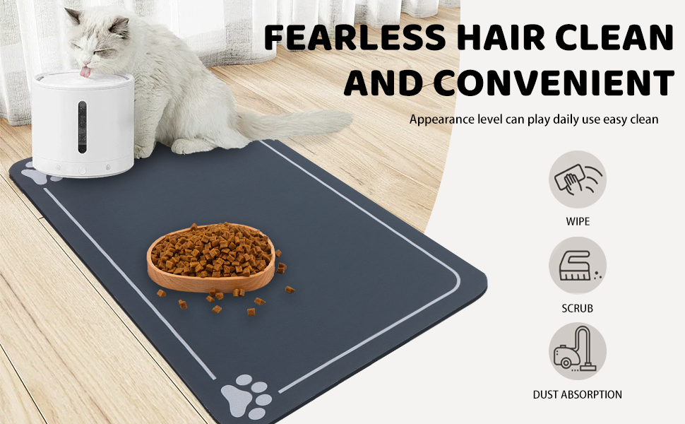 Німецька килимок під миску для собак та котів, чорний, 40x60 см, неслизький, швидковисихаючий, легко миється