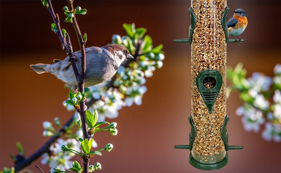 Металева годівниця для птахів з підвісним тросом, 6 відділень, Tubo
