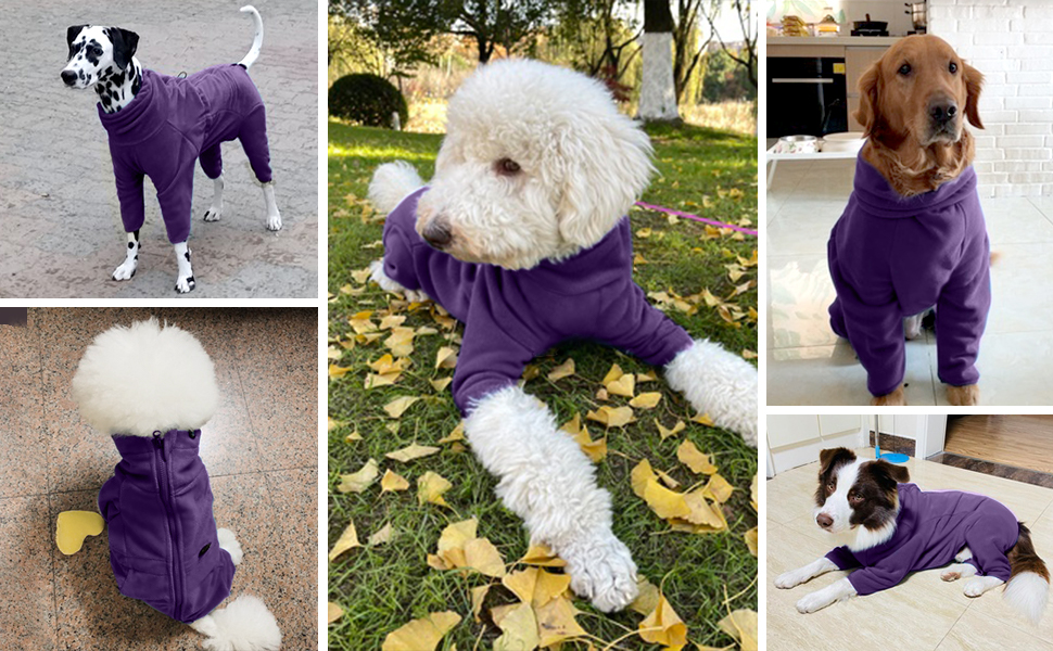Зимовий теплий пуловер для собак, флісова куртка для маленьких, середніх та великих собак, вітронепроникний одяг для домашніх тварин з блискавкою, одяг для чихуахуа (XXS-3XL) 3XL фіолетовий