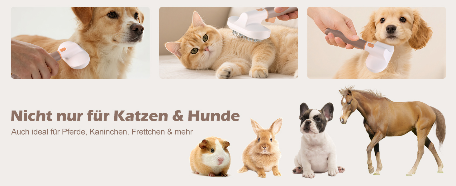 Універсальна щітка для котів та собак з довгим хутром, самоочисна, з нержавіючої сталі, для видалення шерсті та розплутування, з масажними щетинками, зняття шерсті одним натисканням