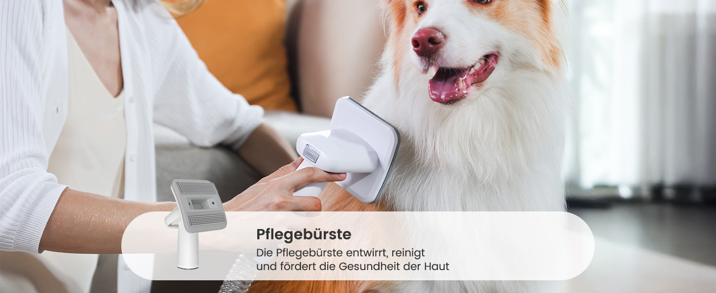 Машинка для стрижки собак Oneisall з пилососом, потужний всмоктування 12000 Па, видаляє 99.99% шерсті тварин, тиха, для собак та котів, 7 насадок, блакитна