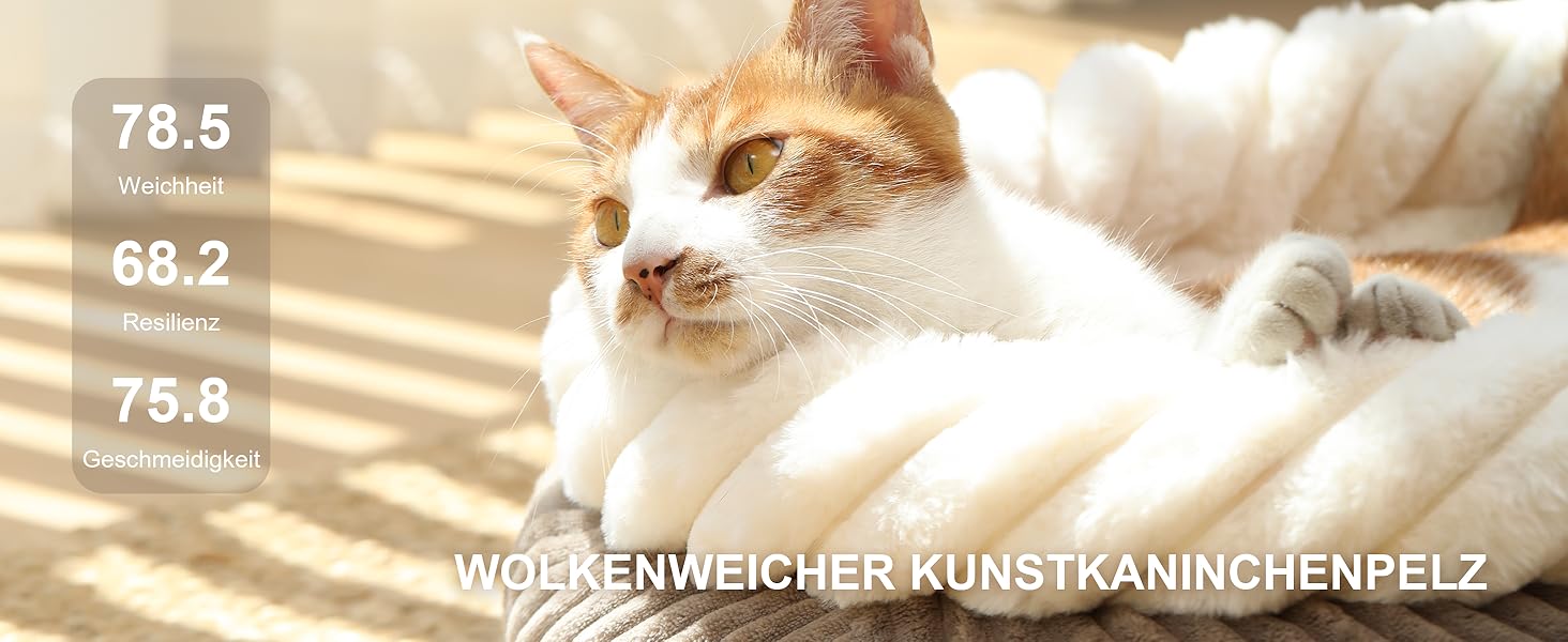 Ліжко для кота FUKUMARU, 55x55x21 см, зручне, з м'яким краєм, колір верблюжий, з неслизьким дном