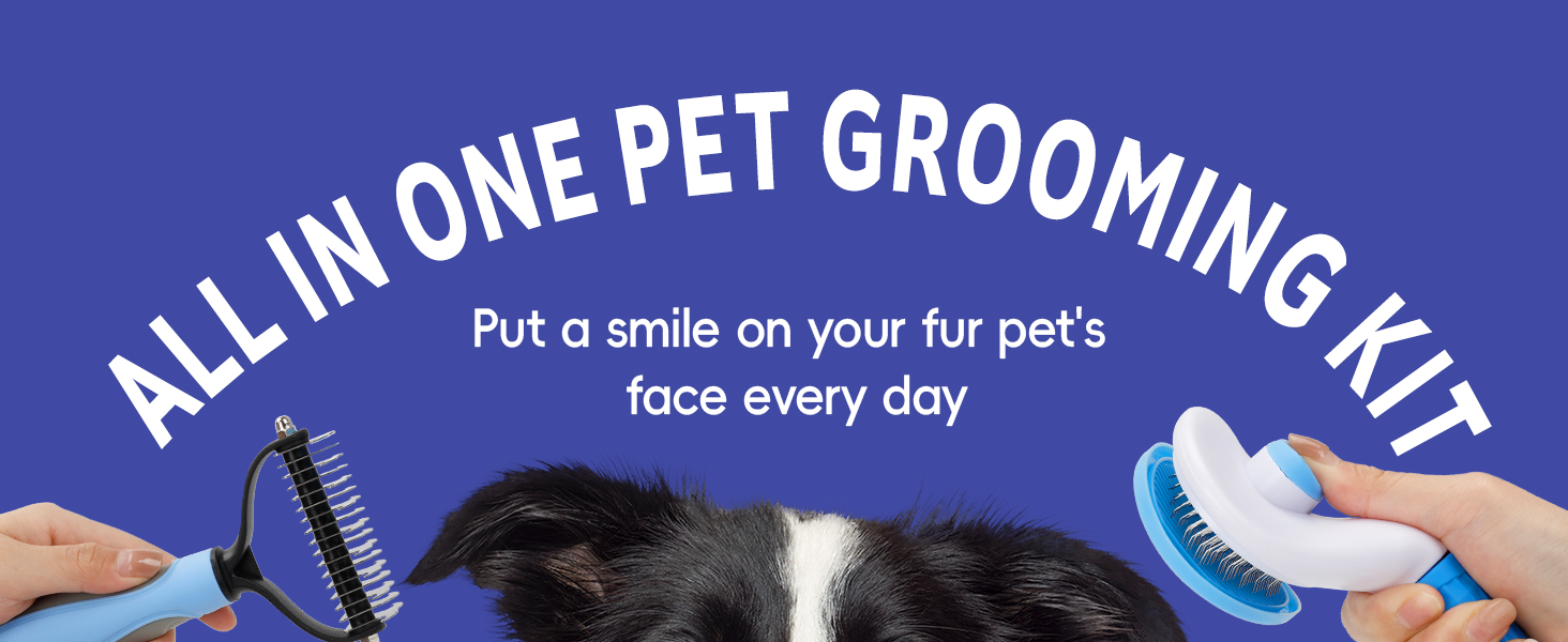 Набір для догляду за собаками та котами 13 предметів: триммер для кігтів, пилка, гребінець для видалення ковтунів, щітка для миття та скребок для шампуню, аксесуари для догляду за шерстю