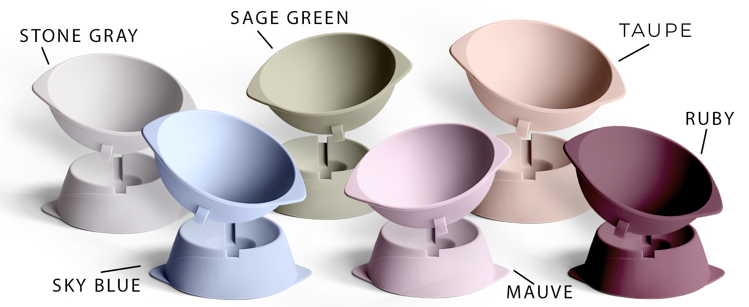 Підвищений годівниця для котів ne&no® Silikon з регульованим нахилом, сірий колір каменю | годівниця для котів | миска для котів